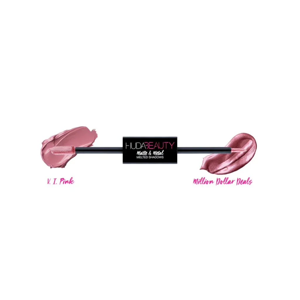 Huda Beauty Matte & Metal Melted Double Ended Liquid Eyeshadows – V-I-Pink & Million Dollar Deals – 2ml