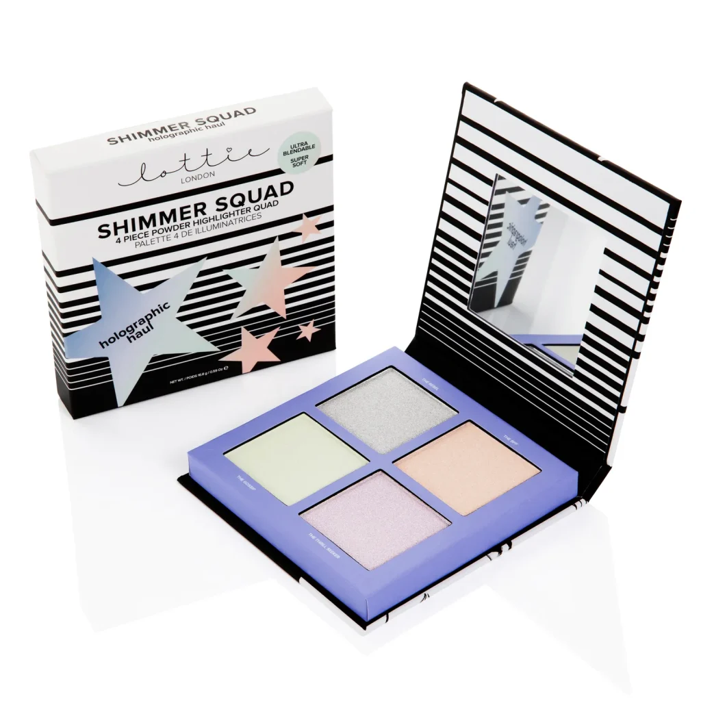 Lottie London Shimmer Squad 4 Piece Powder Highlighter Quad