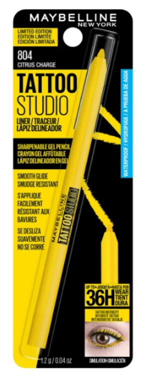 Maybelline Tattoo Studio Sharpen Able Gel Pencil Long Wear Eyeliner Makeup - Citrus Charge - Regular