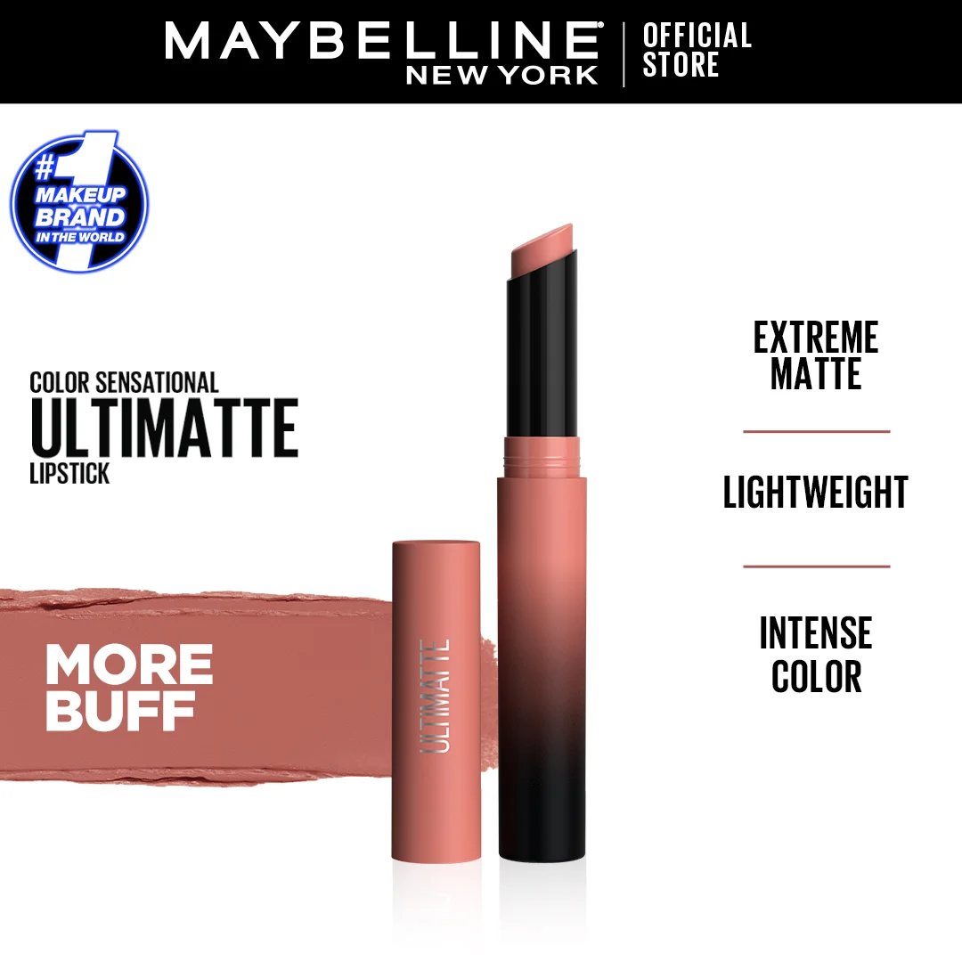 Maybelline Color Sensational Ultimatte Slim Lipstick Makeup - More Buff - 1.7g - Image 3