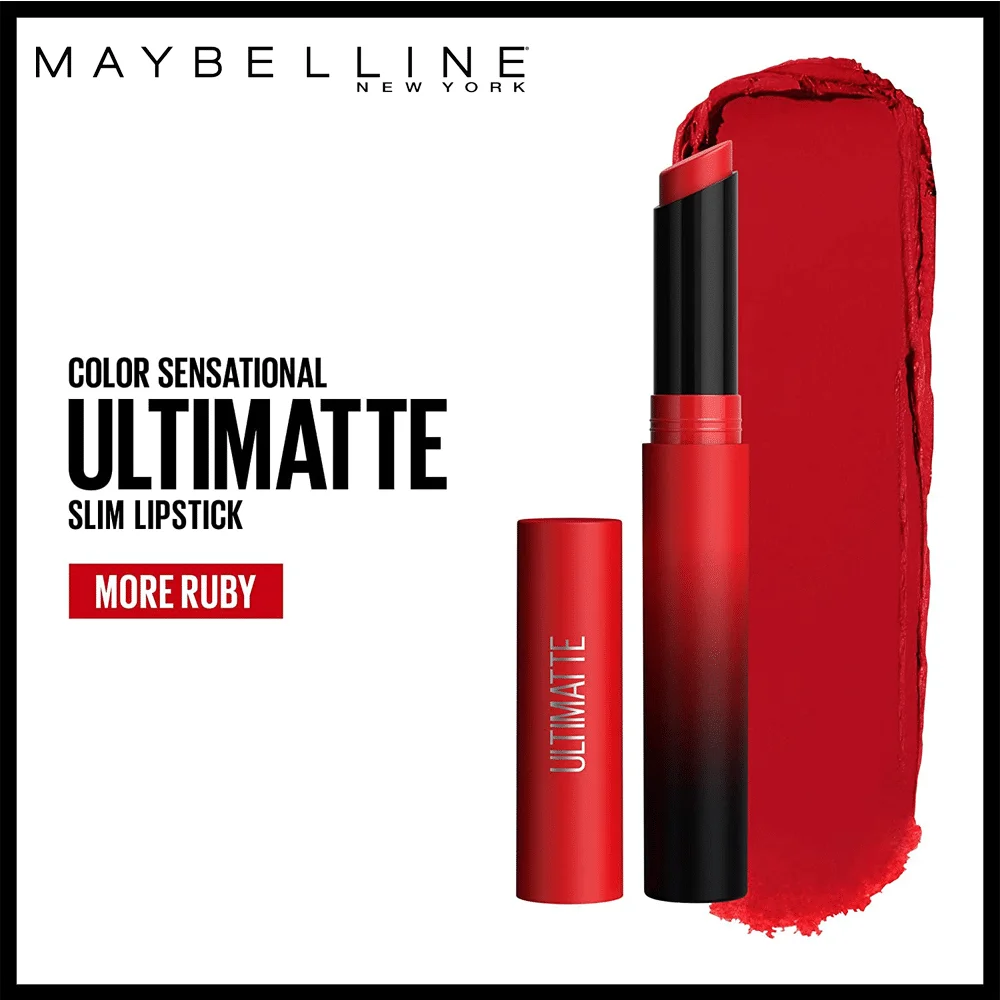 Maybelline Color Sensational Ultimatte Slim Lipstick Makeup - More Ruby - 1.7g - Image 2