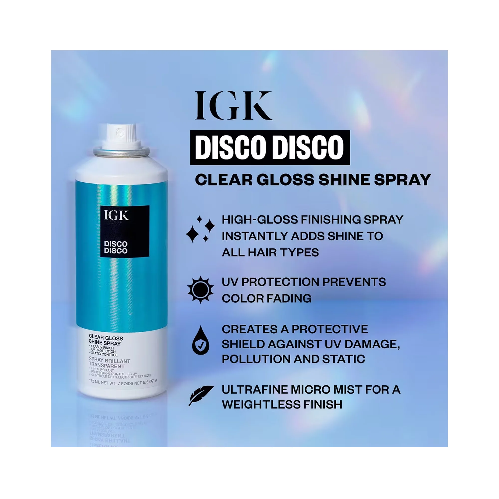 IGK Disco Disco Clear Gloss Shine Hair Spray - 172ml